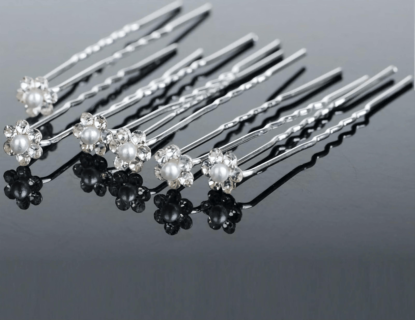10x Diamante Wedding Hair Pins Flower Girl Hair Accessories, Bridesmaid Hair, Bridal Diamante Crystal Pearl Hair Clips/Grips Jewellery Prom