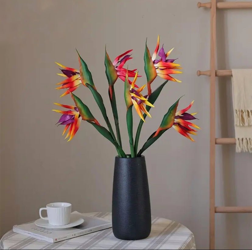 Artificial Birds of Paradise, 1 x Single Stem, Tropical Flowers, Orange Flowers, 1 Artificial Flowers, Fake Birds of Paradise, Silk Spring Wedding Flowers