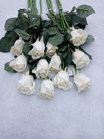 Artificial Cream Roses, Real Touch White Roses, Artificial Flowers, White Flowers, Silk Faux Flowers, Wedding Flowers, Flowers Gift for Her