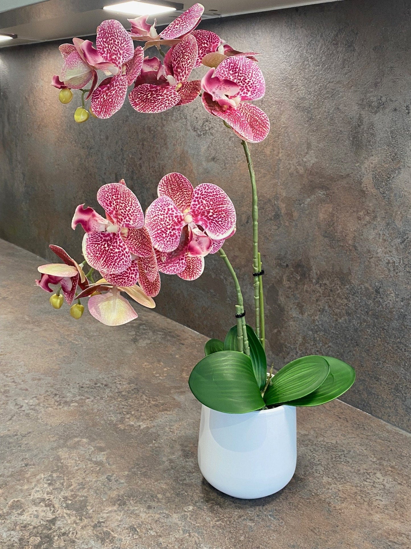 Artificial Orchid Plant, Gift for Her, Real Look Orchids, Spotted Pink Orchid Pot Plant, Phalaenopsis, Artificial Flowers, Faux Orchid