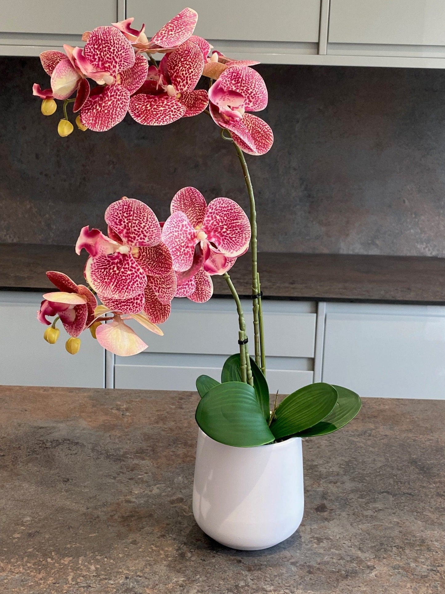 Artificial Orchid Plant, Gift for Her, Real Look Orchids, Spotted Pink Orchid Pot Plant, Phalaenopsis, Artificial Flowers, Faux Orchid