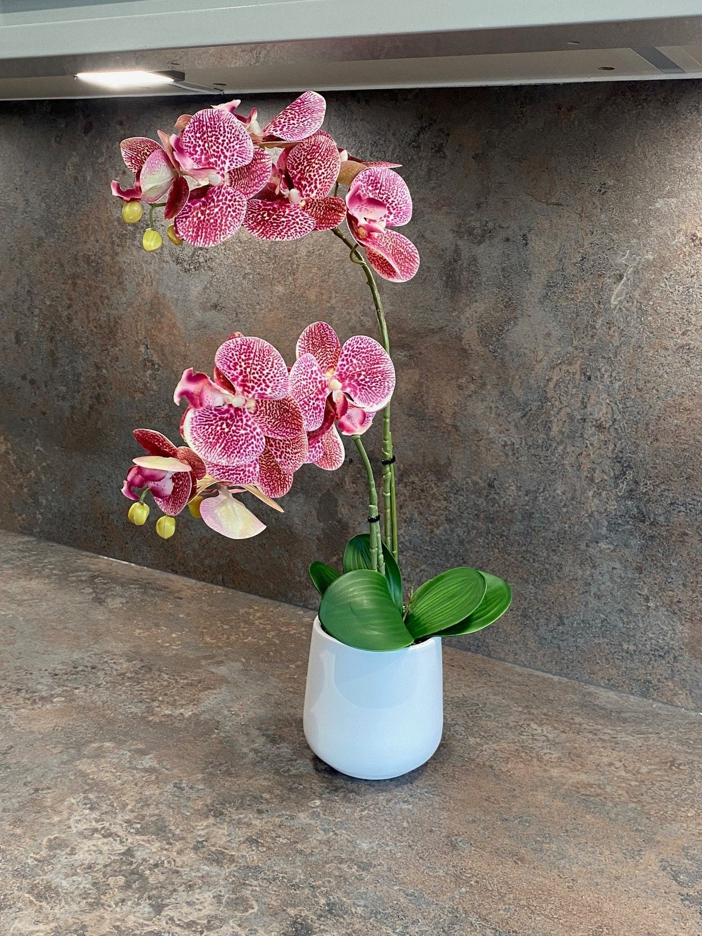 Artificial Orchid Plant, Gift for Her, Real Look Orchids, Spotted Pink Orchid Pot Plant, Phalaenopsis, Artificial Flowers, Faux Orchid