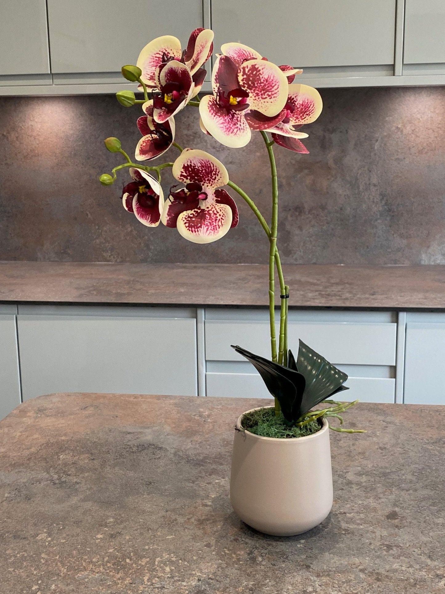 Artificial Orchid Plant, Gift for Her, Real Look Orchids, Spotted Red Orchid Pot Plant, Phalaenopsis, Artificial Flowers, Faux Orchid