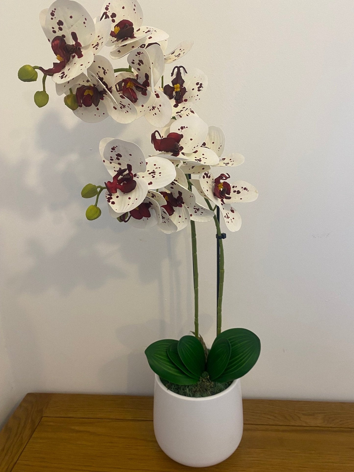Artificial Orchid Plant, Gift for Her, Real Look Orchids, White Spotted Orchid Pot Plant, Phalaenopsis, Artificial Flowers, Faux Orchid