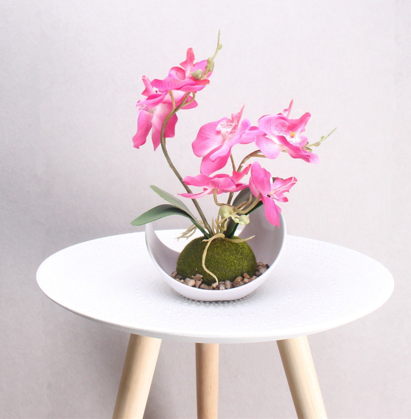 Artificial Orchid Plants, Faux Potted Orchids Phalaenopsis Orchids 28cm Potted Orchid in Purple, Pink or White Silk Orchid Flowers
