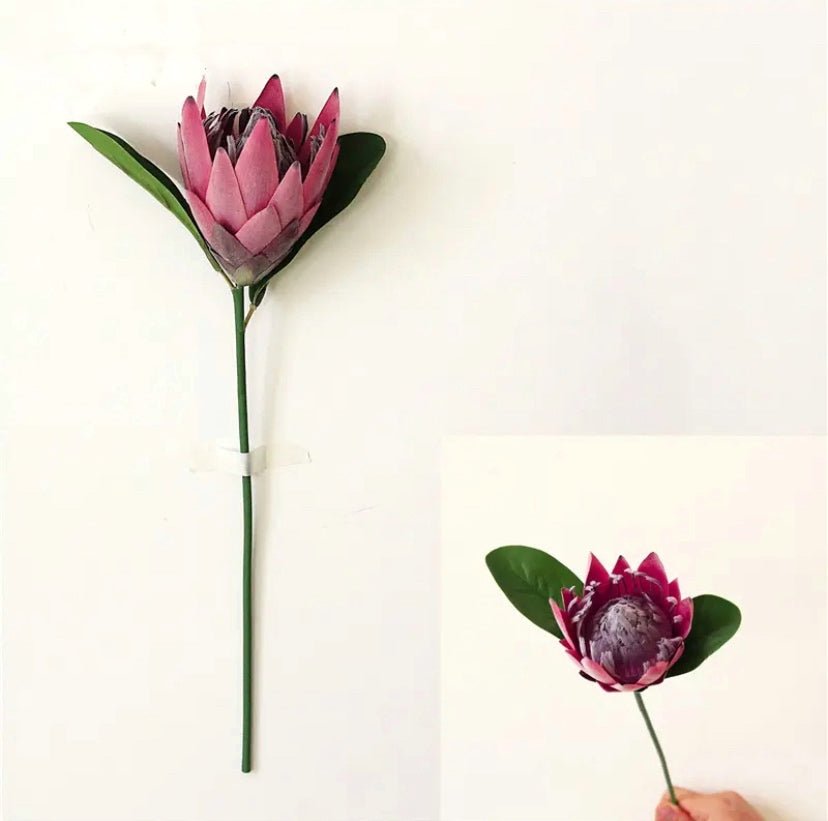 Artificial Protea Flowers, Pink & Purple or Orange Faux Flowers, (1 Flower) Foliage Filler Flowers, Fake Protea, Artificial Flowers, Wedding, King Protea