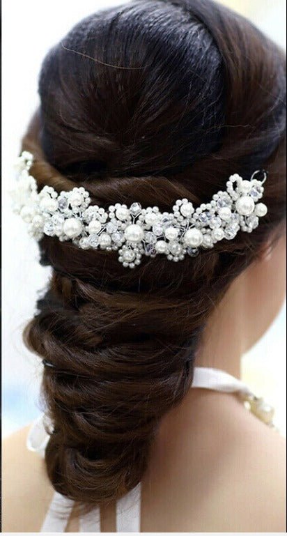 Bridal Tiara Headband Wedding Hair Headband Bridal Wedding Hair Accessories Hair Vine with Crystal Pearl Bridesmaid or Bride or Flower Girl