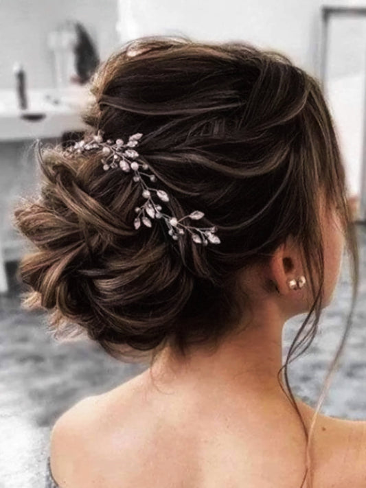 Bridal Wedding Hair Accessories Silver Crystal Hair Vine Wedding Tiara Bridesmaid's Hairpiece