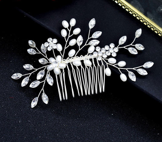 Bridal Hair Comb Hair Accessories Crystal Pearl Wedding Hairpiece Hair Vine in Silver Bridesmaid Prom Hair Accessory S467