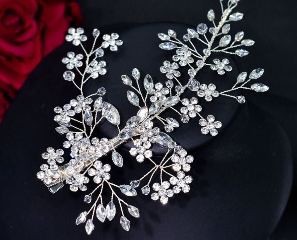 Bridal Wedding Hair Accessories Hair Vine Crystal Hair Piece (One piece) Bridesmaid Accessory Hair Jewellery in Silver