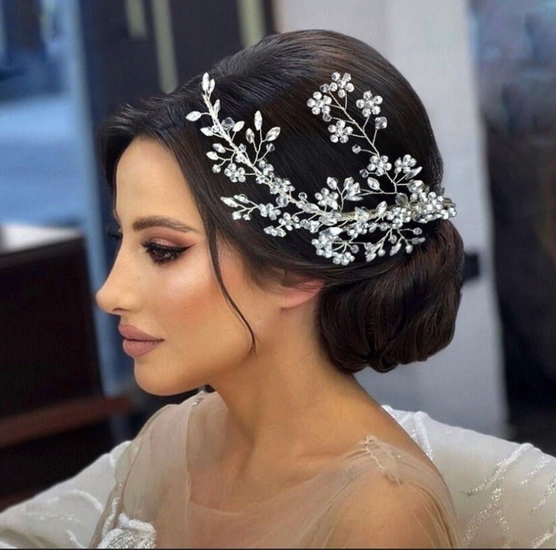 Bridal Wedding Hair Accessories Hair Vine Crystal Hair Piece (One piece) Bridesmaid Accessory Hair Jewellery in Silver
