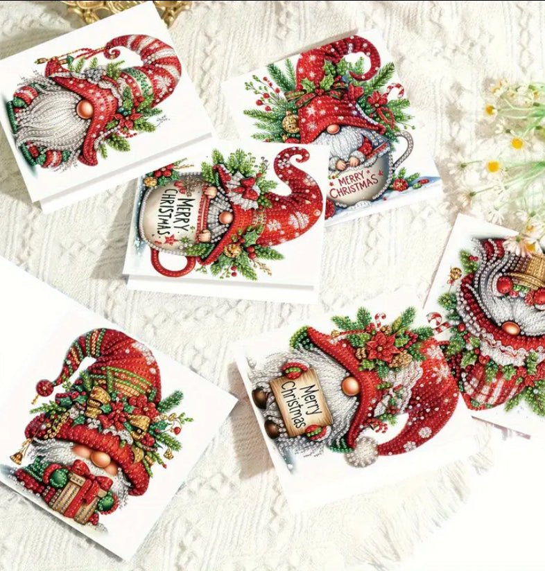 Diamond Art Christmas Cards Christmas Gonks 6pcs - DIY Diamond Art Kits