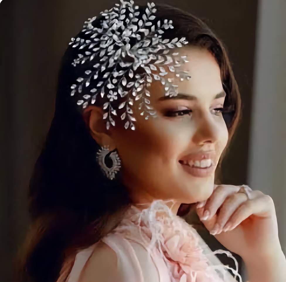 Large Bridal Hairpiece, Wedding Hair Accessories with Crystal Diamante for Bride or Bridesmaid