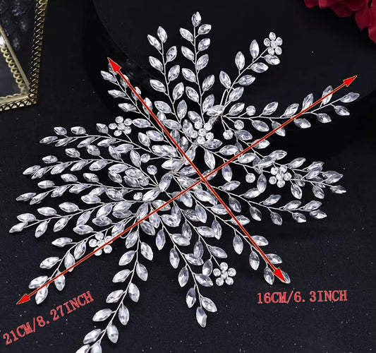 Large Bridal Hairpiece, Wedding Hair Accessories with Crystal Diamante for Bride or Bridesmaid