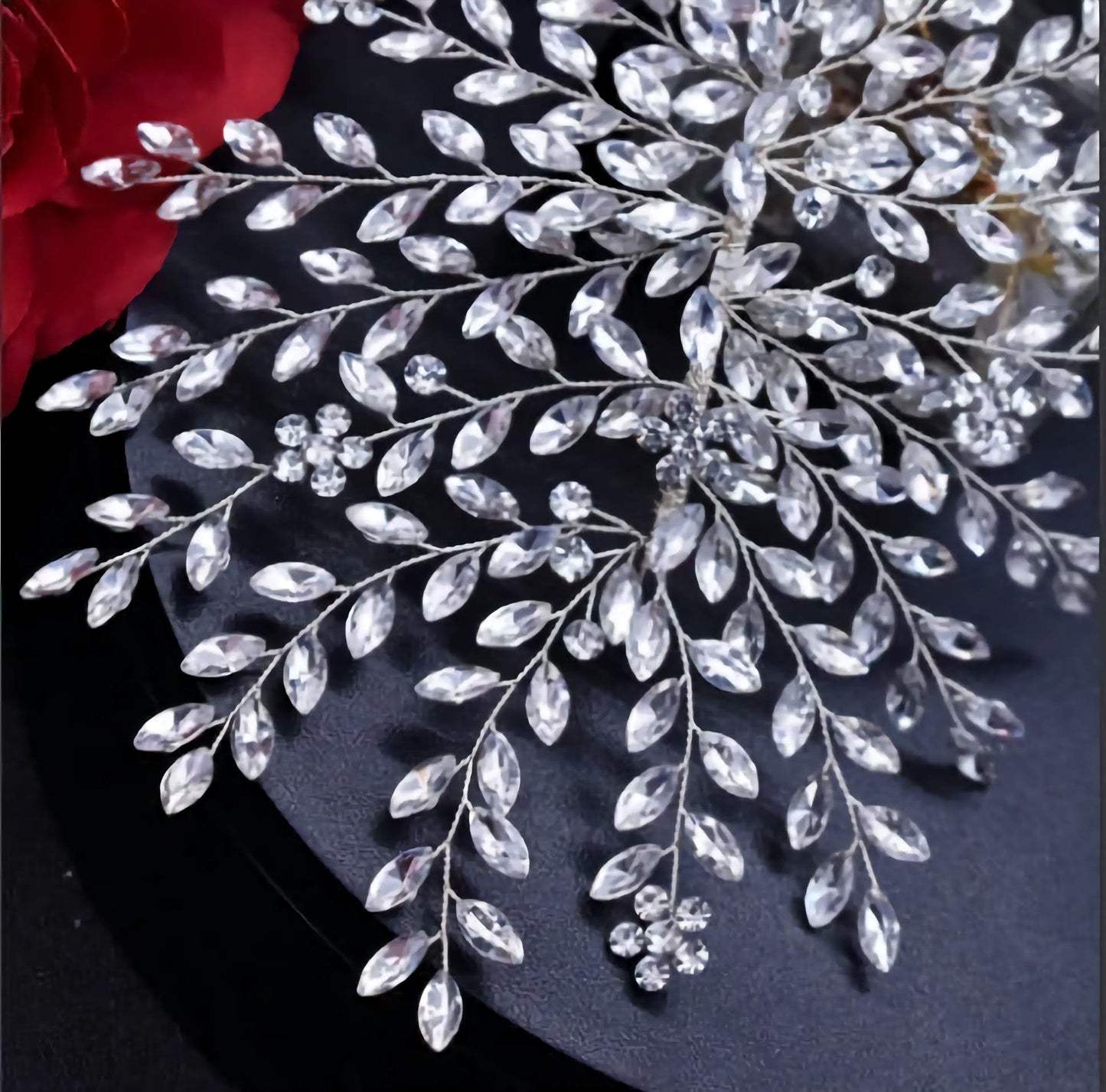 Large Bridal Hairpiece, Wedding Hair Accessories with Crystal Diamante for Bride or Bridesmaid