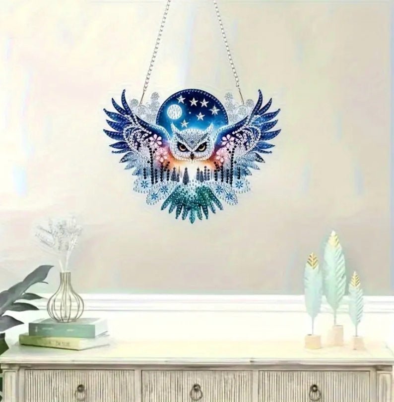 Owl Suncatcher - DIY Christmas Diamond Art Kit - Craft Kit in Acrylic with Rhinestone Drills