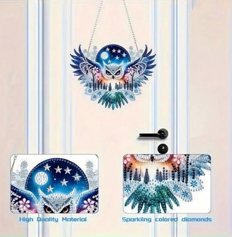 Owl Suncatcher - DIY Christmas Diamond Art Kit - Craft Kit in Acrylic with Rhinestone Drills