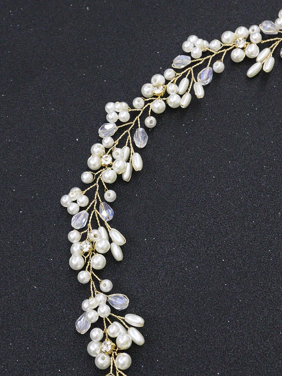 Pearl Bridal Wedding Hair Tiara Hair Accessories Vine/ Hairpiece for Bride, Bridesmaid Flower Girl in Silver