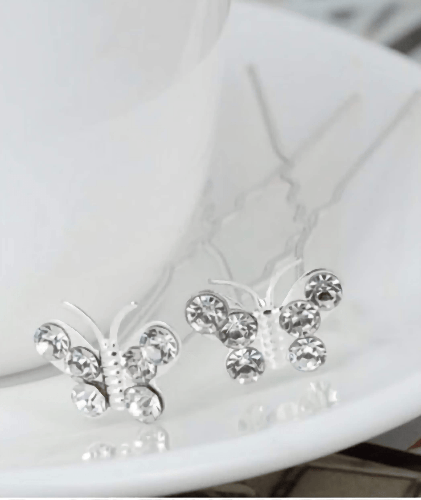 Silver Crystal Butterfly Wedding Hair Pins Sets Flower Girl Bridesmaid Wedding Hair Accessories