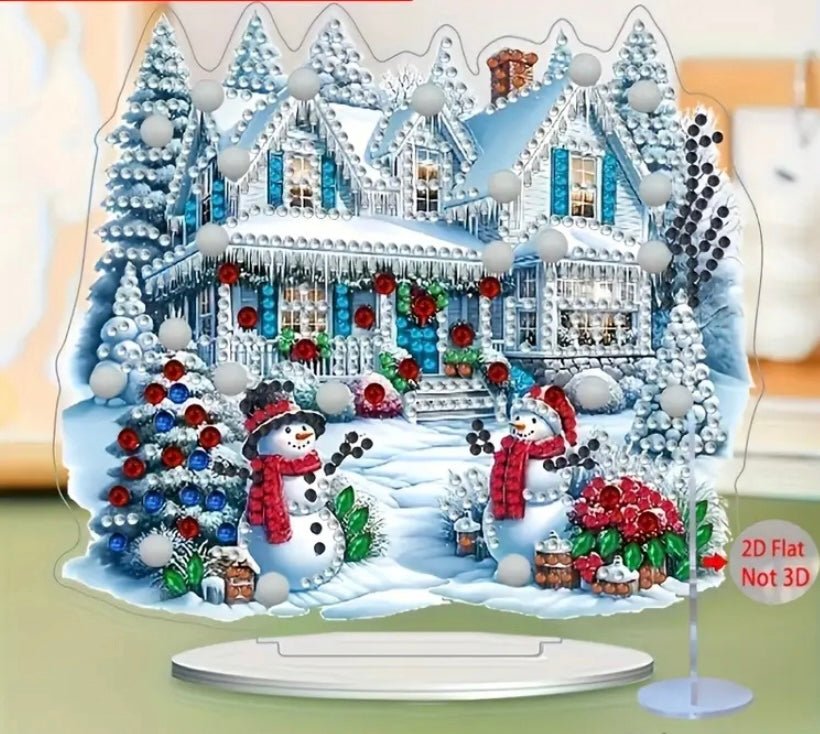 Snowman House DIY Diamond Art Kit - Christmas Diamond Art Ornament - Christmas Decoration Craft Kit in Acrylic