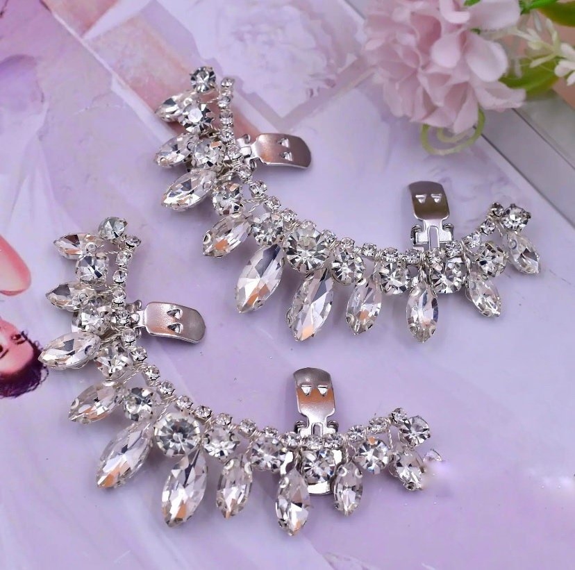 Crystal Diamante Wedding Shoe Clips, Bridal Shoe Clip, Shoe Decoration Wedding Accessories X39S
