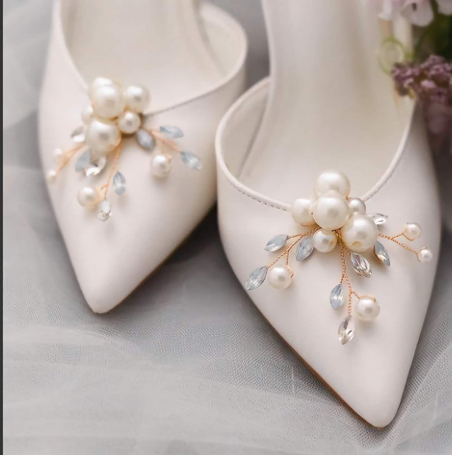 Wedding Shoe Clips, Bridal Shoe Clip, Pearl and Crystal Wedding Shoe Accessories Shoe Decoration X24