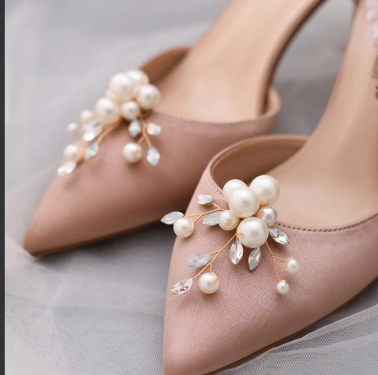 Wedding Shoe Clips, Bridal Shoe Clip, Pearl and Crystal Wedding Shoe Accessories Shoe Decoration X24