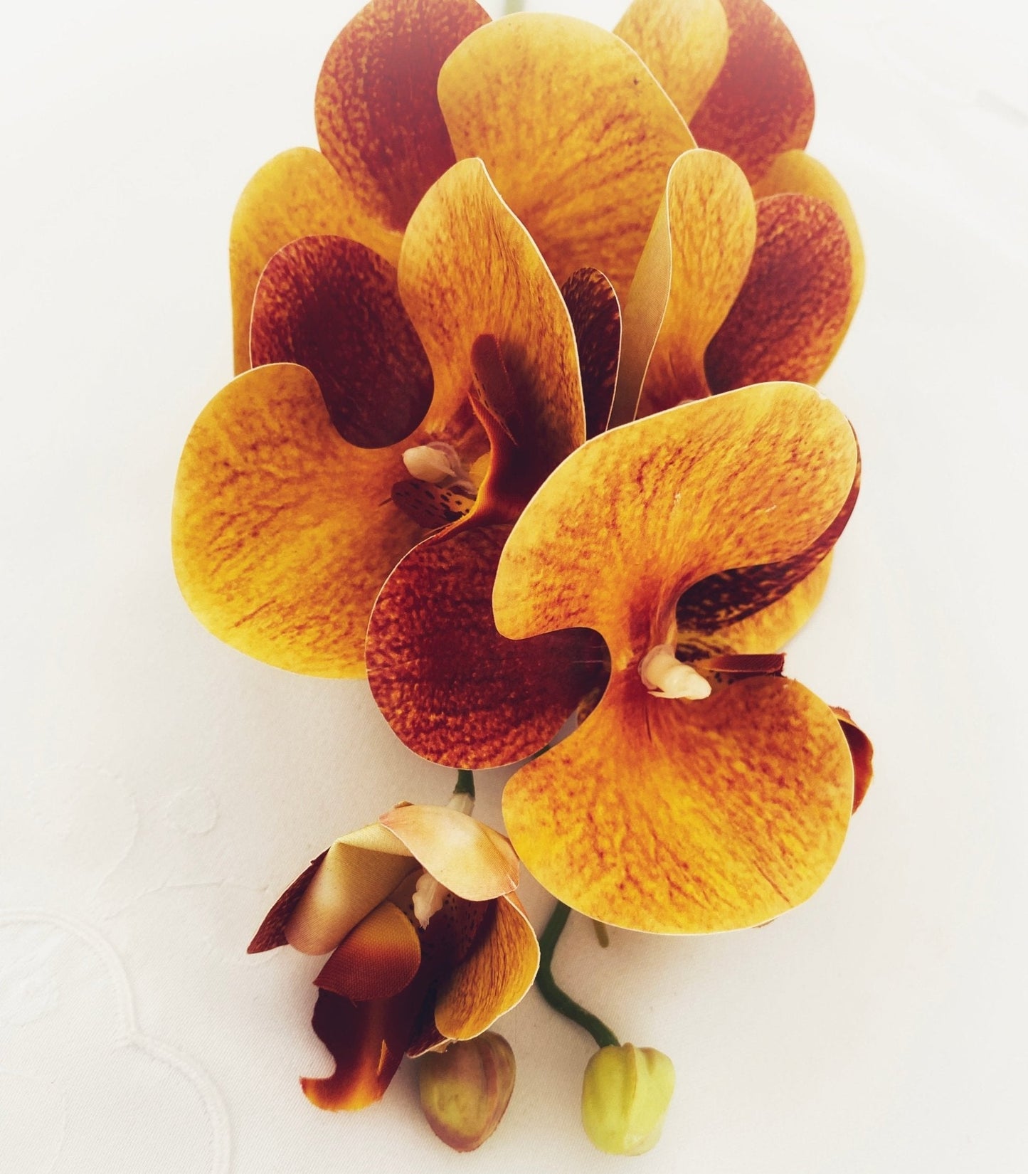 Artificial Orange Orchid Stem, Orange Orchid Flower, Flowers Gift for Her, Real Touch Orchids, Faux Orchid Flowers, Wedding Flowers, Artificial Flowers