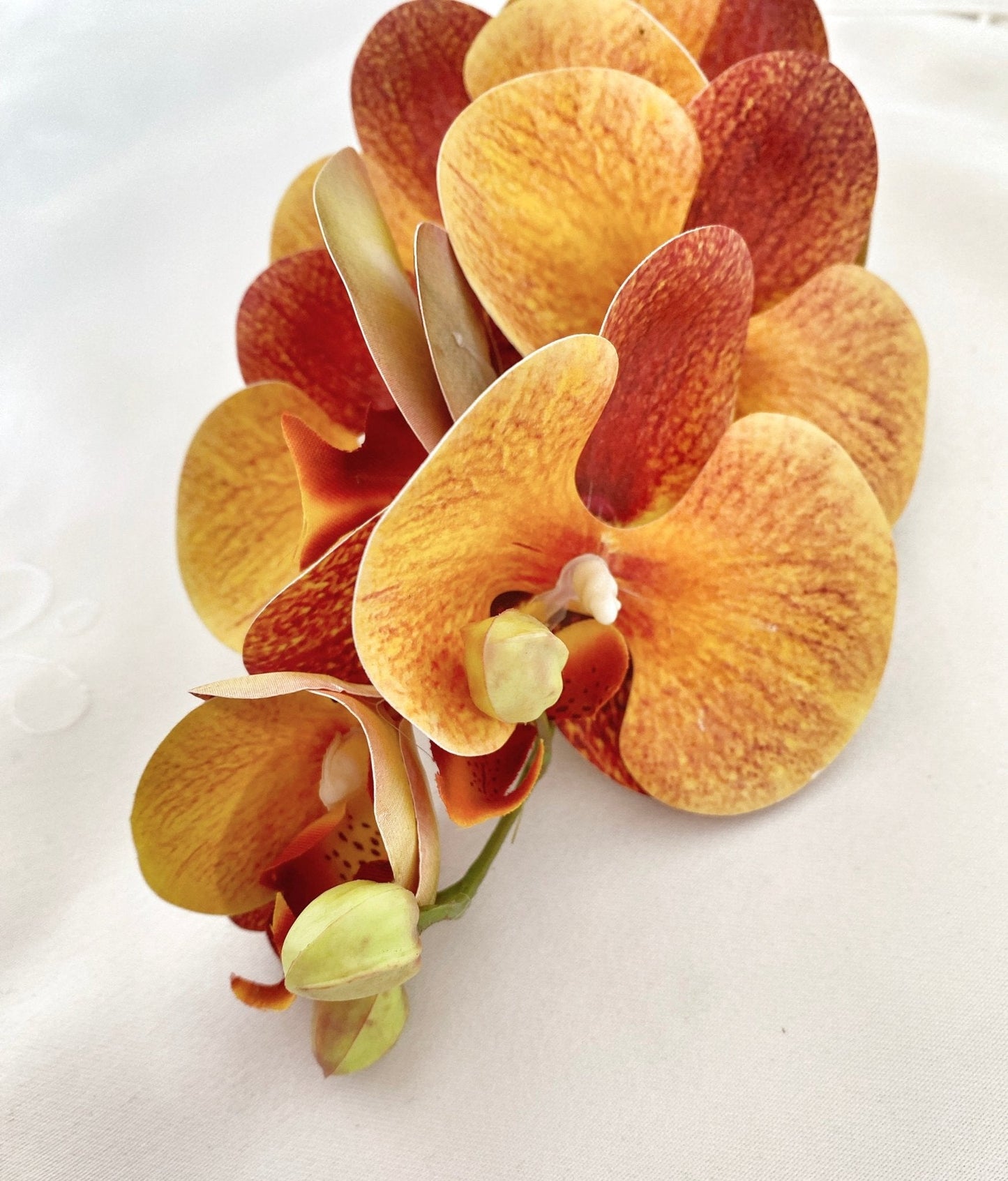 Artificial Orange Orchid Stem, Orange Orchid Flower, Flowers Gift for Her, Real Touch Orchids, Faux Orchid Flowers, Wedding Flowers, Artificial Flowers