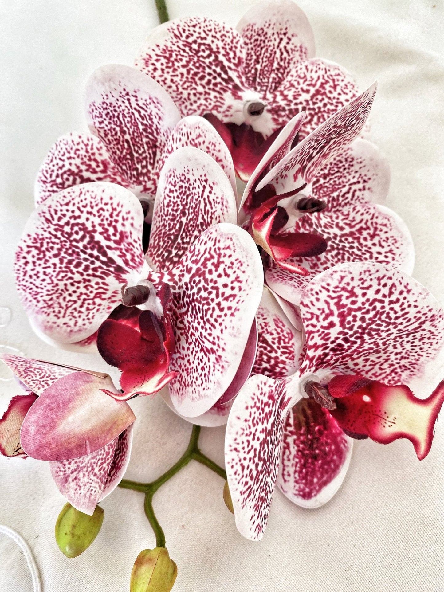 Kunstig orkidestilk, magentarosa flekkete orkideblomst, rosa blomster, blomstergave til henne, kunstige blomster, ekte orkideer, kunstig orkideblomst