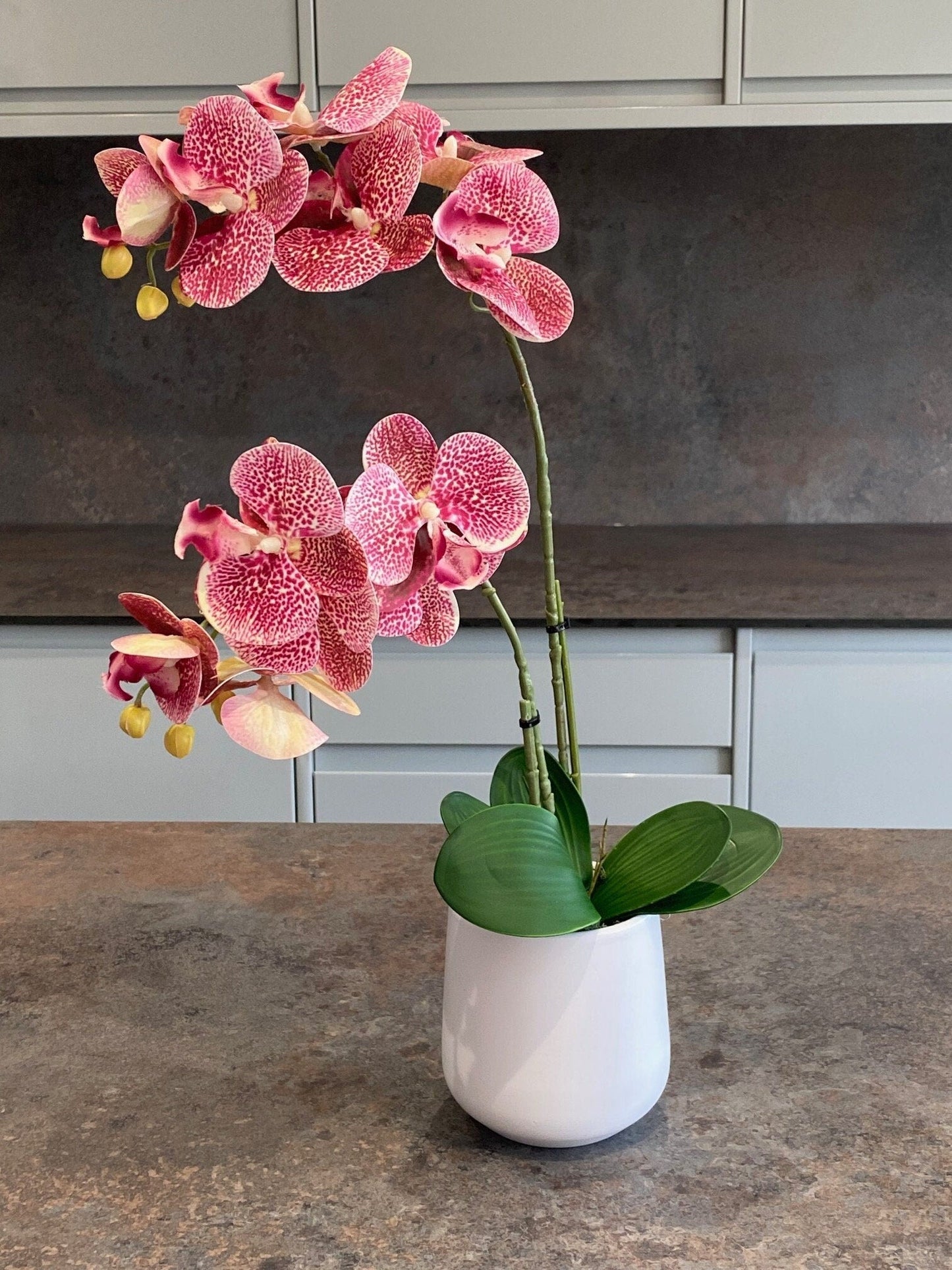 Artificial Orchid Plant, Gift for Her, Real Look Orchids, Spotted Pink Orchid Pot Plant, Phalaenopsis, Artificial Flowers, Faux Orchid
