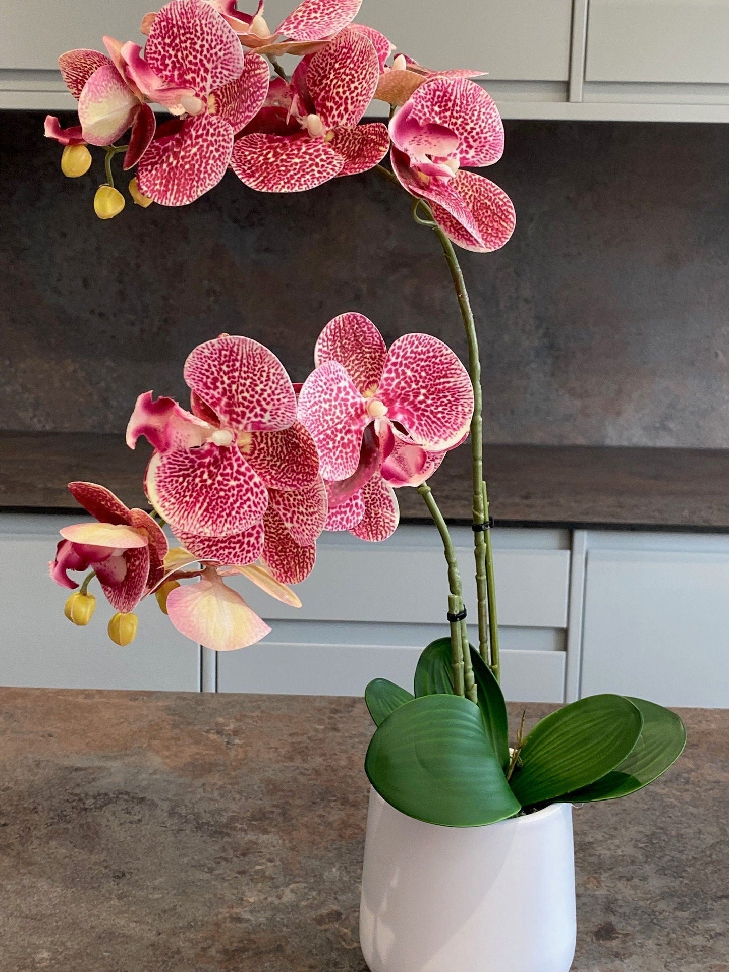 Artificial Orchid Plant, Gift for Her, Real Look Orchids, Spotted Pink Orchid Pot Plant, Phalaenopsis, Artificial Flowers, Faux Orchid