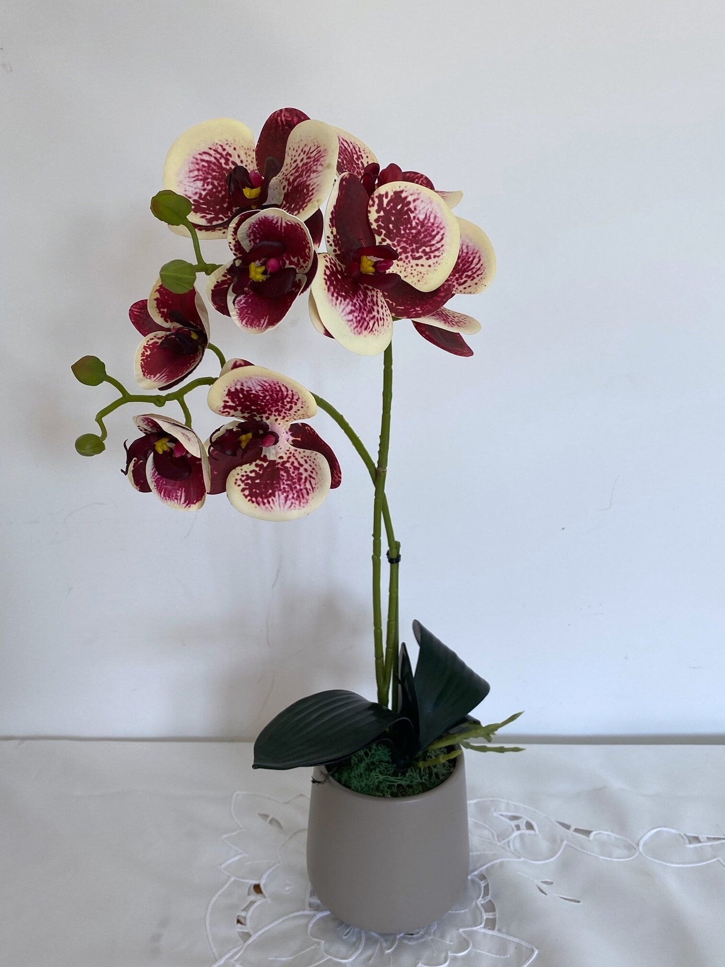 Artificial Orchid Plant, Gift for Her, Real Look Orchids, Spotted Red Orchid Pot Plant, Phalaenopsis, Artificial Flowers, Faux Orchid