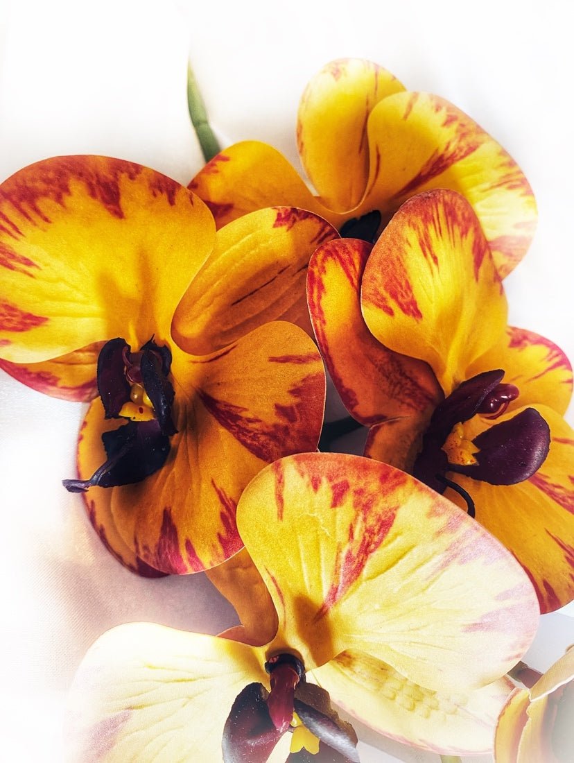 Artificial Yellow Orchid, Orchid Plant, Orchid & Leaves for Orchid Plant, Yellow Flowers, Gift for Her Artificial Flowers, Real Look Faux