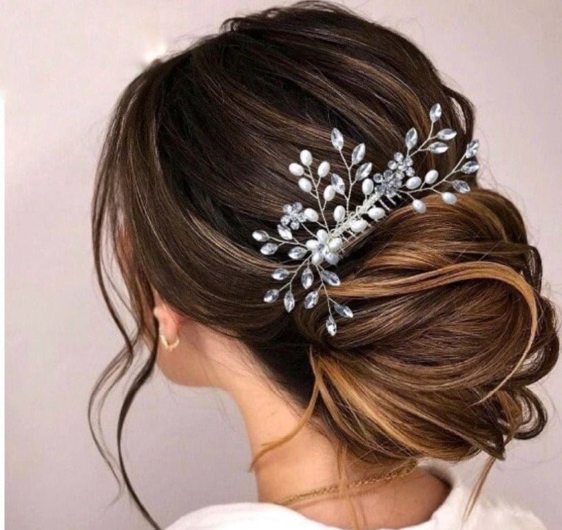 Bridal Hair Comb Hair Accessories Crystal Pearl Wedding Hairpiece Hair Vine in Silver Bridesmaid Prom Hair Accessory S467