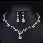 Crystal Bridal Jewellery Set Cubic Zirconia Bridal Necklace Bridal Tear Drop Earrings Silver Jewelry Wedding Set Leaf Style Design