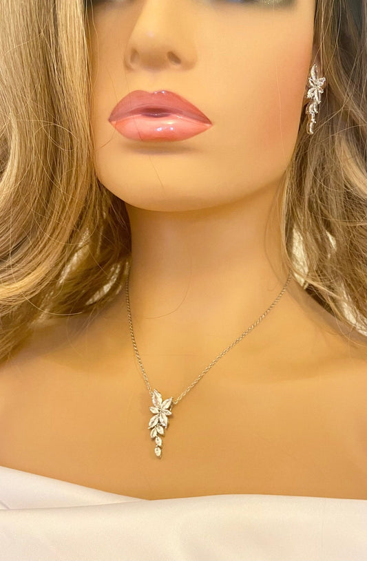 Crystal Bridal Jewellery Set CZ, Gift for Her, Star Necklace Earrings & Bracelet Wedding Set Silver & Gold