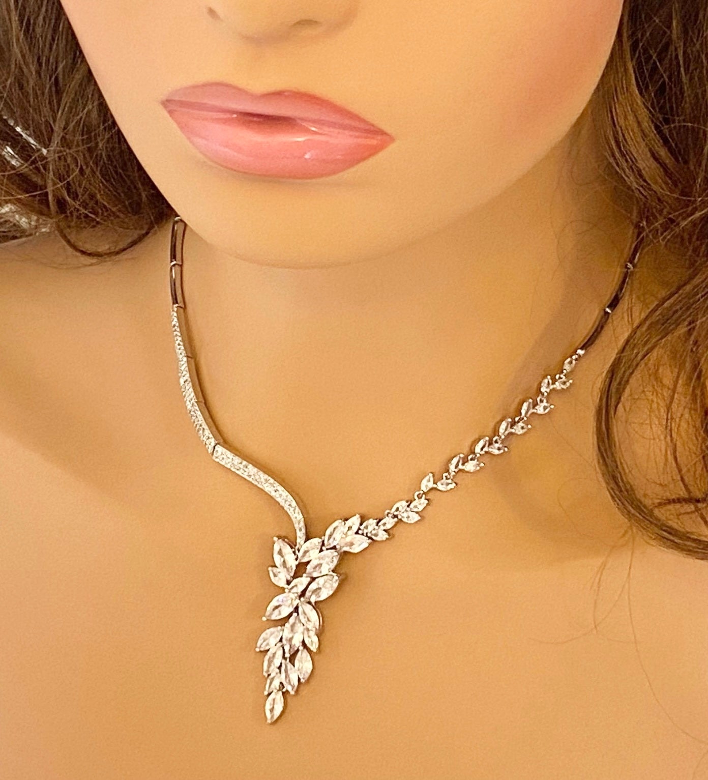 Crystal Cubic Zirconia Jewellery Set Gift for Her or Bridal Necklace Bridal Earrings CZ Silver Jewelry Wedding Set