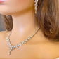 Crystal CZ Wedding Necklace Set, Gift for Her, Bridal Jewellery, Droplet Earrings, Bracelet in Silver & Gold.  Leaf Style Design.