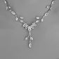 Crystal Wedding Jewellery Set Gift for Her. CZ Silver Bridal Necklace Droplet Earrings Leaf Design
