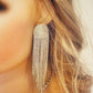 Crystal Fringe Earrings Gift for Her.  Diamante Long Dangle Tassel Earrings Statement Fringe Earrings in Silver and Gold