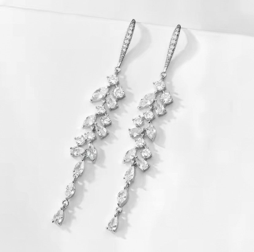 CZ Brude Hoop Dangle Øredobber Sølv eller Rose Gull Krystall Bryllupsøredobber Gave til henne