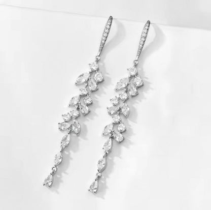 CZ Brude Hoop Dangle Øredobber Sølv eller Rose Gull Krystall Bryllupsøredobber Gave til henne