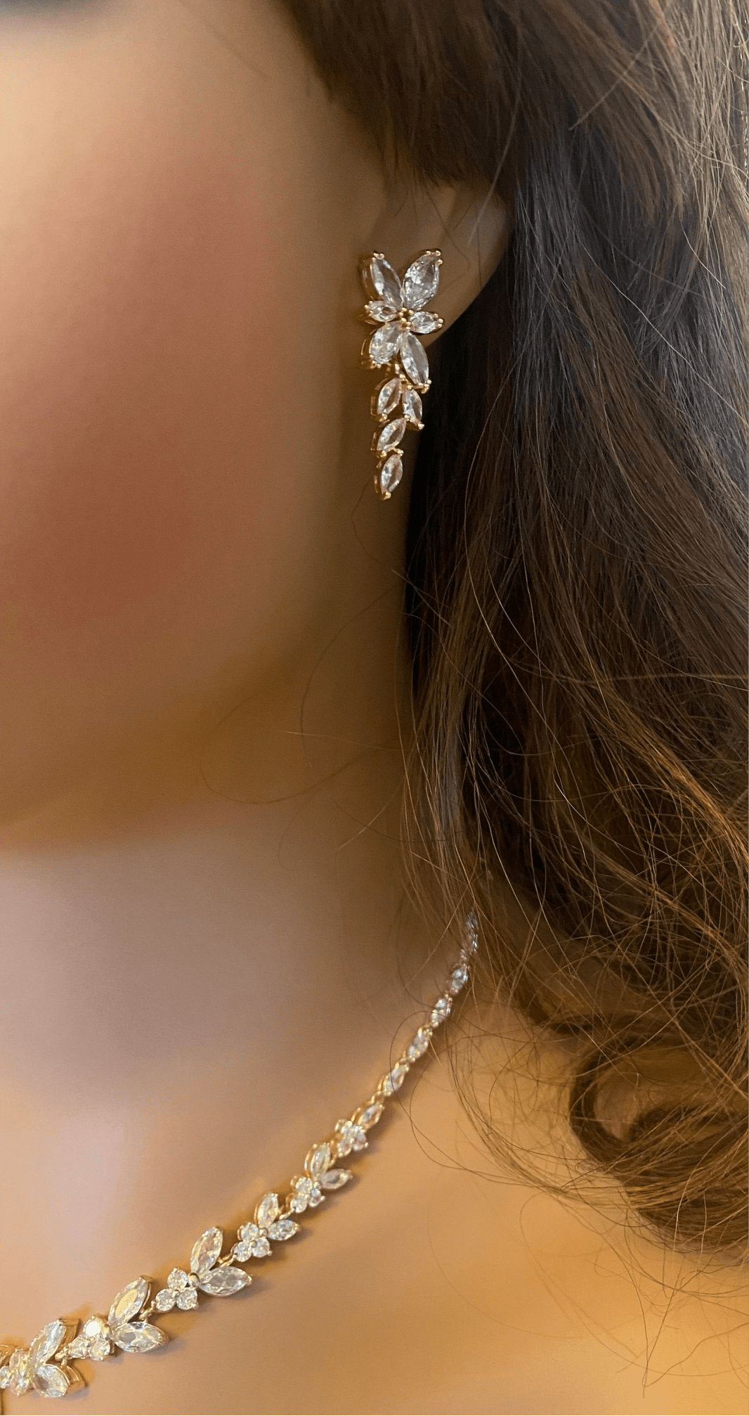 CZ Crystal Star Dangle Drop Earrings Gift for Her, Bridal Earrings in Silver and Gold