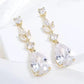 CZ Crystal Tear Drop Bridal Earrings or Gift for Her in Silver, Gold and Rose Gold