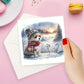 Diamond Art Christmas Cards 6pcs Snow Dogs - DIY Diamond Art Kits