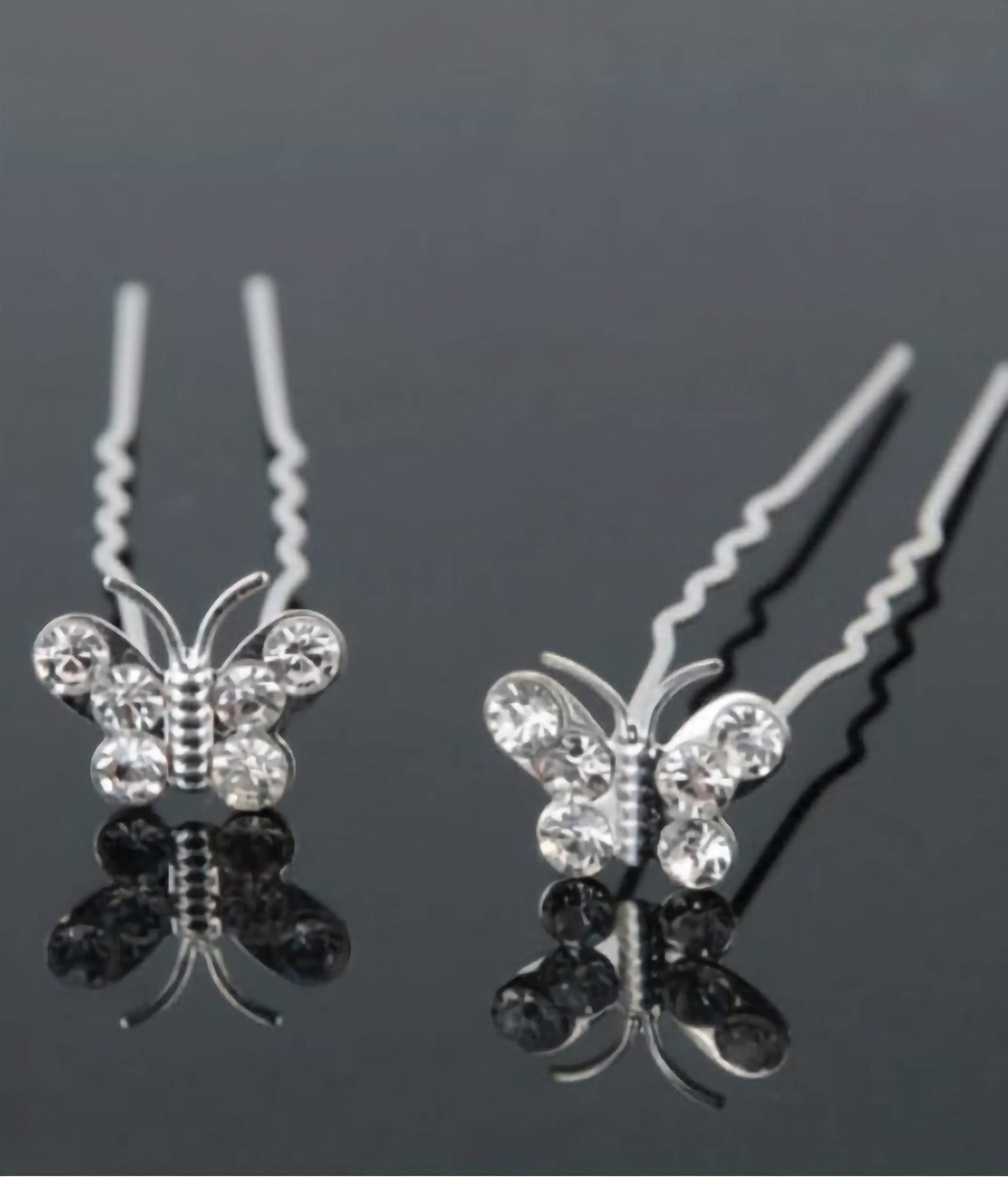 Silver Crystal Butterfly Wedding Hair Pins Sets Flower Girl Bridesmaid Wedding Hair Accessories