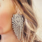 Large Crystal Fringe Earrings, Diamante Tassel Earrings, Statement Earrings, Gift for Her in Silver, Gold, Orange or Black