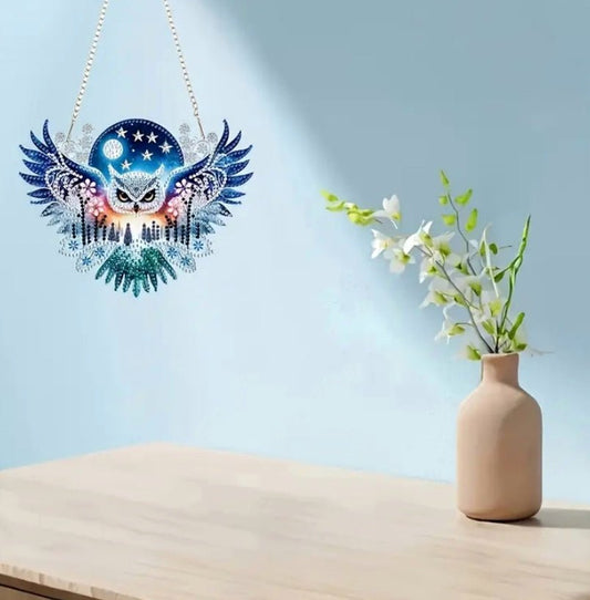 Owl Suncatcher - DIY Christmas Diamond Art Kit - Craft Kit in Acrylic with Rhinestone Drills