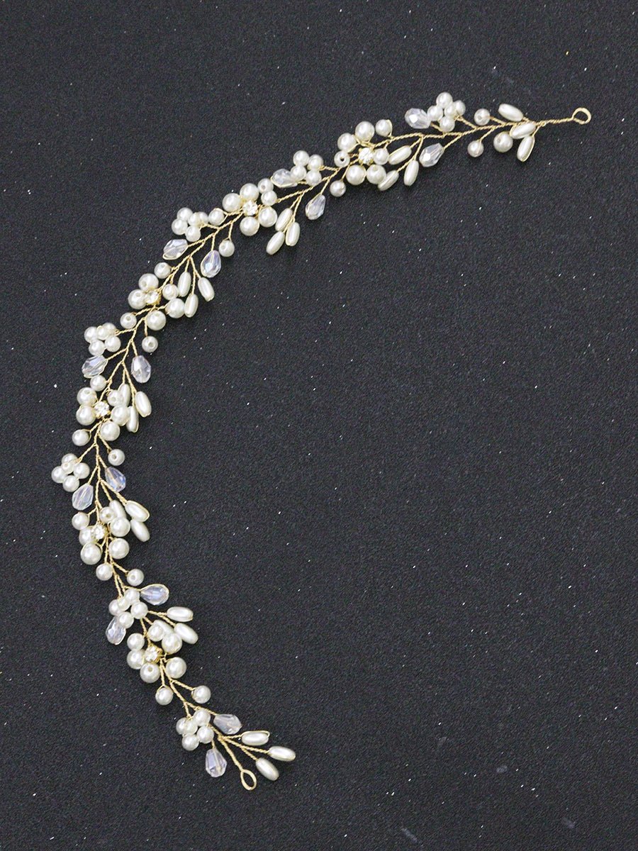 Pearl Bridal Wedding Hair Tiara Hair Accessories Vine/ Hairpiece for Bride, Bridesmaid Flower Girl in Silver